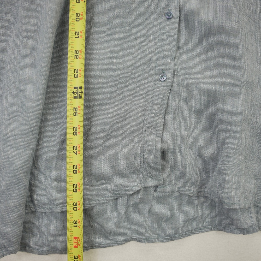 Eileen Fisher Organic Linen Mandarin Collar Tunic Top Blue Large NEW - Picture 4 of 9